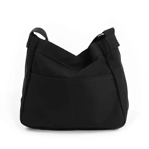 Minimalist Canvas Shoulder Bag with Spacious Compartments and Adjustable Strap